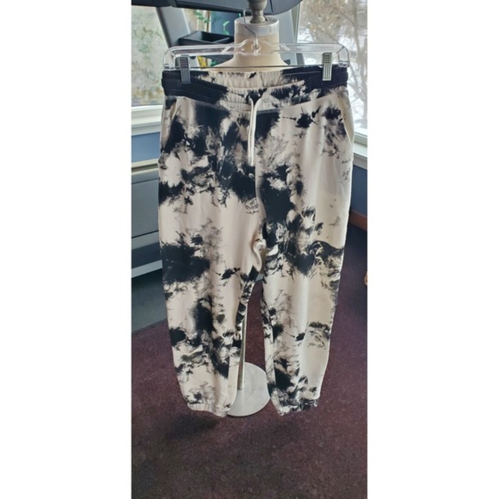 ZARA‎ Tie Dye Jogger Sweatpants Black White Comfort Casual Lounge Size S